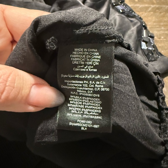 BeBe Black Silk Top with Bead Detailing Sz Large. - Picture 13 of 13